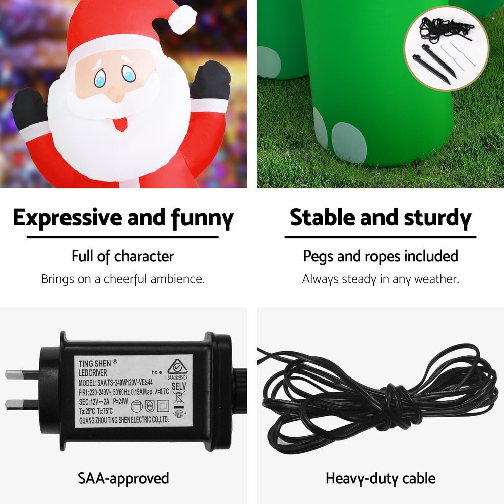 Christmas Inflatable Santa Dinosaur 3.8M Illuminated Decorations - Occasions > Christmas > Christmas Decorations - Rivercity House & Home Co. (ABN 18 642 972 209) - Affordable Modern Furniture Australia