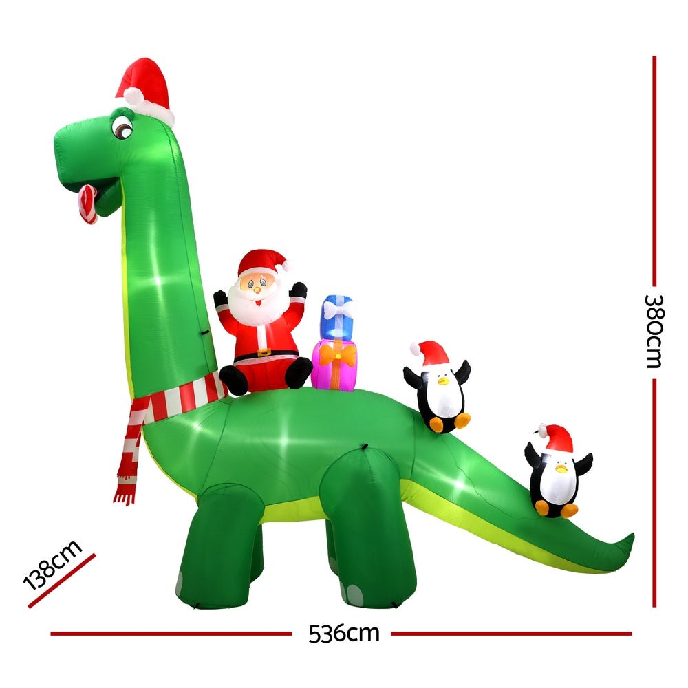 Christmas Inflatable Santa Dinosaur 3.8M Illuminated Decorations - Occasions > Christmas > Christmas Decorations - Rivercity House & Home Co. (ABN 18 642 972 209) - Affordable Modern Furniture Australia