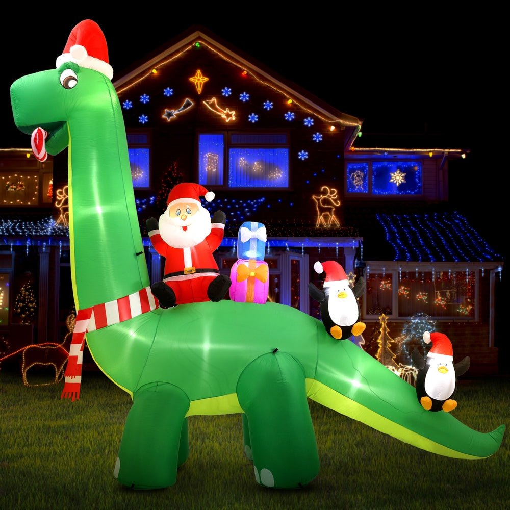 Christmas Inflatable Santa Dinosaur 3.8M Illuminated Decorations - Occasions > Christmas > Christmas Decorations - Rivercity House & Home Co. (ABN 18 642 972 209) - Affordable Modern Furniture Australia