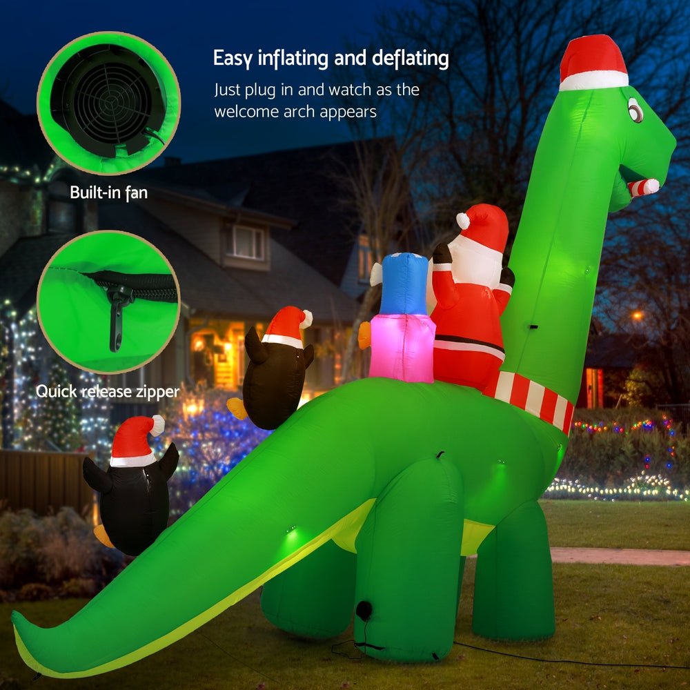 Christmas Inflatable Santa Dinosaur 3.8M Illuminated Decorations - Occasions > Christmas > Christmas Decorations - Rivercity House & Home Co. (ABN 18 642 972 209) - Affordable Modern Furniture Australia