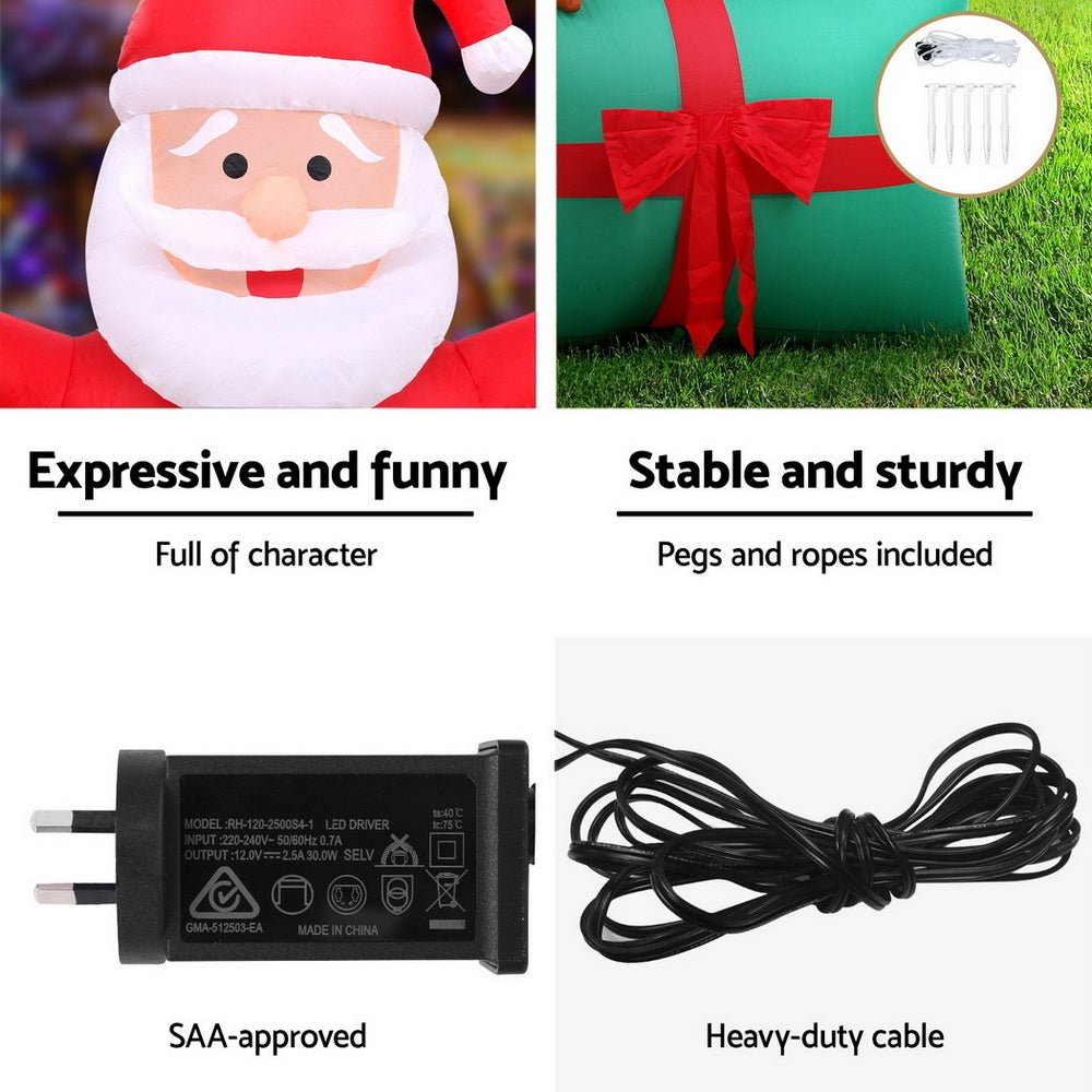 Christmas Inflatable Santa in Ballon 2.8M Height LED Decorations Illuminated - Occasions > Christmas > Christmas Clothing - Rivercity House & Home Co. (ABN 18 642 972 209) - Affordable Modern Furniture Australia