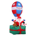 2.8M Inflatable Santa in Hot Air Balloon with LED Lights - Christmas Decoration