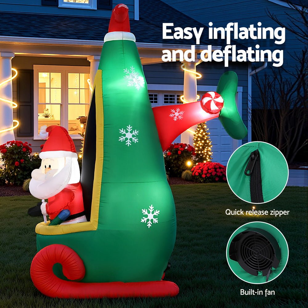 Christmas Inflatable Santa in Helicopter 2.55M Height LED Illuminated Decorations - Occasions > Costumes > Costumes & Accessories - Rivercity House & Home Co. (ABN 18 642 972 209) - Affordable Modern Furniture Australia