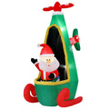 2.55M Christmas Inflatable Santa Helicopter with LED Lights - White