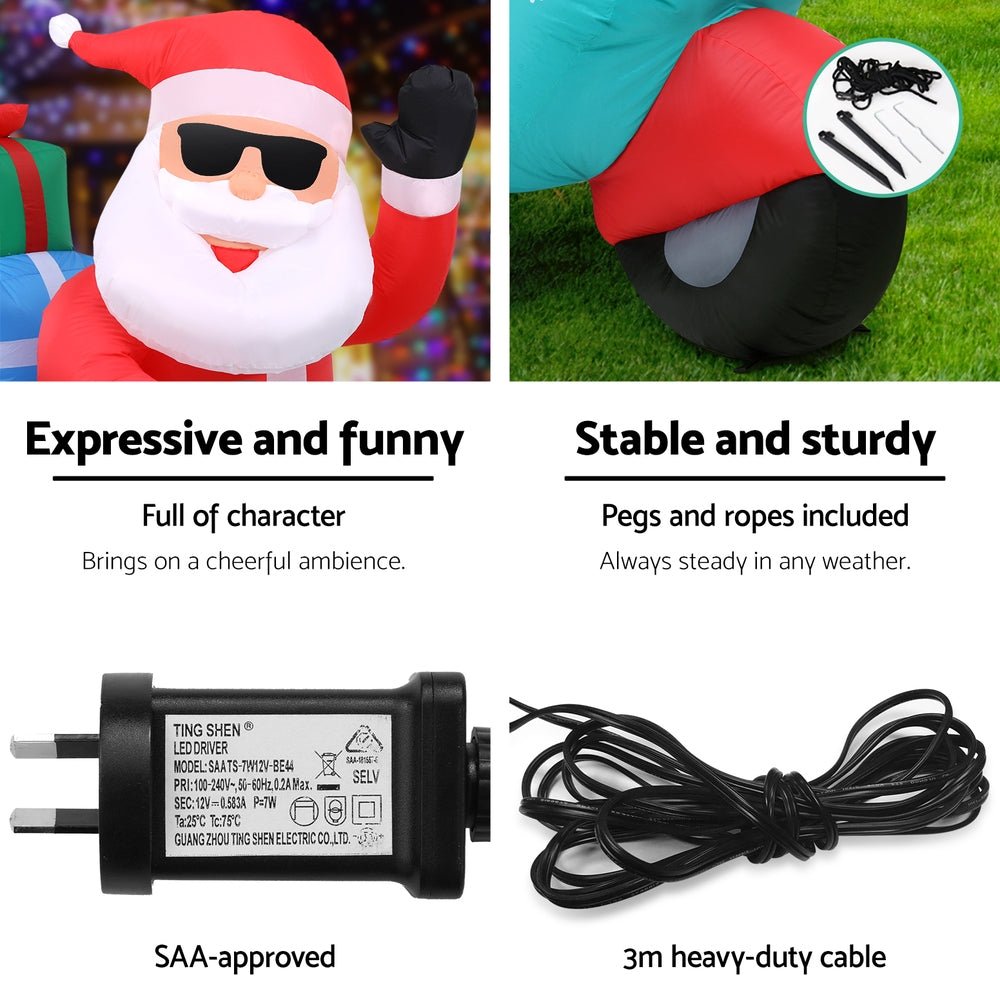 Christmas Inflatable Santa Motorbike LED Illuminated Decorations - Occasions > Christmas - Rivercity House & Home Co. (ABN 18 642 972 209) - Affordable Modern Furniture Australia