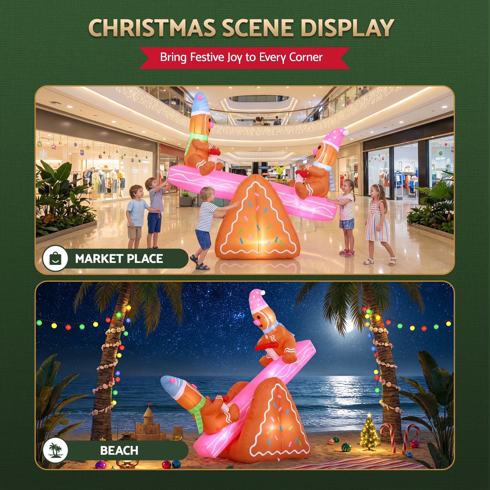 Christmas Inflatable Seesaw 1.8M Height LED Outdoor Decorations Illuminated - Occasions > Christmas > Outdoor Decorations & Lights - Rivercity House & Home Co. (ABN 18 642 972 209) - Affordable Modern Furniture Australia
