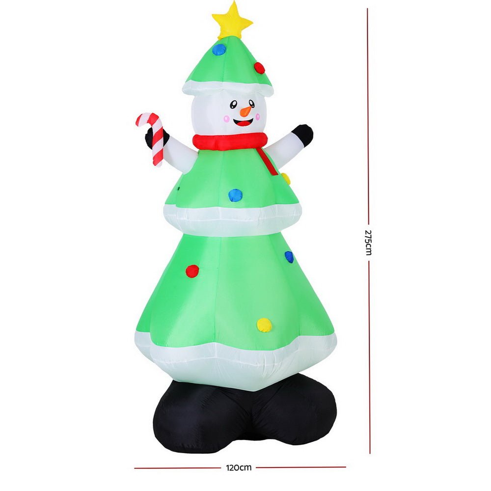 Christmas Inflatable Snowman Tree 2.75M Height LED Decorations Illuminated - Occasions > Christmas > Outdoor Decorations & Lights - Rivercity House & Home Co. (ABN 18 642 972 209) - Affordable Modern Furniture Australia