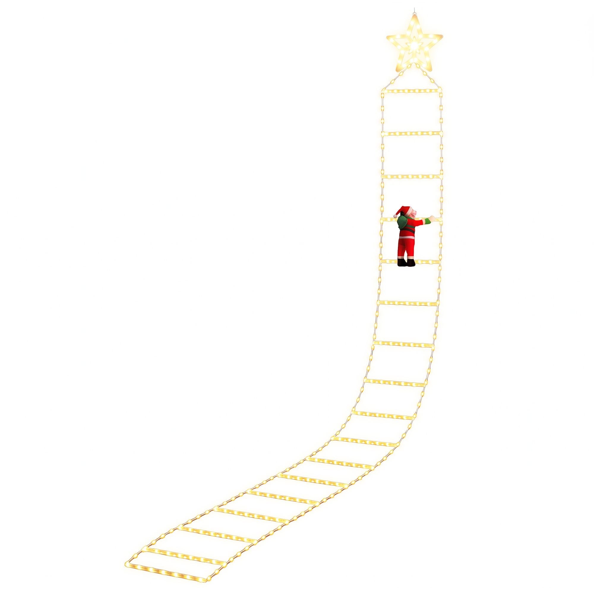 Christmas Ladder Lights Santa 3.4m 328LED Hanging Decor Warm White - Occasions > Christmas > Outdoor Decorations & Lights - Rivercity House & Home Co. (ABN 18 642 972 209) - Affordable Modern Furniture Australia
