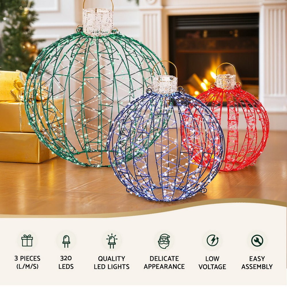 Christmas Lights 320 LED Fairy Light 3pcs Ball Decorations Set - Occasions > Christmas > Outdoor Decorations & Lights - Rivercity House & Home Co. (ABN 18 642 972 209) - Affordable Modern Furniture Australia