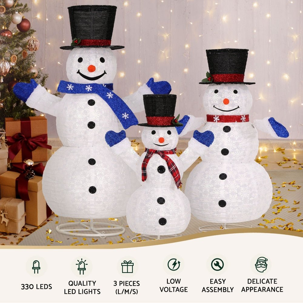 Christmas Lights 330 LED Fairy Light 3pcs Snowman Decorations Set - Occasions > Christmas > Outdoor Decorations & Lights - Rivercity House & Home Co. (ABN 18 642 972 209) - Affordable Modern Furniture Australia