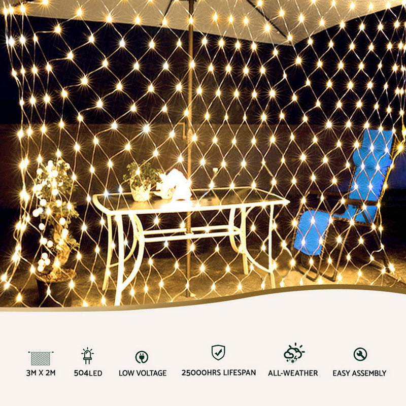 Christmas Lights 3Mx2M Net String Light Decorations Warm 504 LED - Occasions > Christmas > Outdoor Decorations & Lights - Rivercity House & Home Co. (ABN 18 642 972 209) - Affordable Modern Furniture Australia