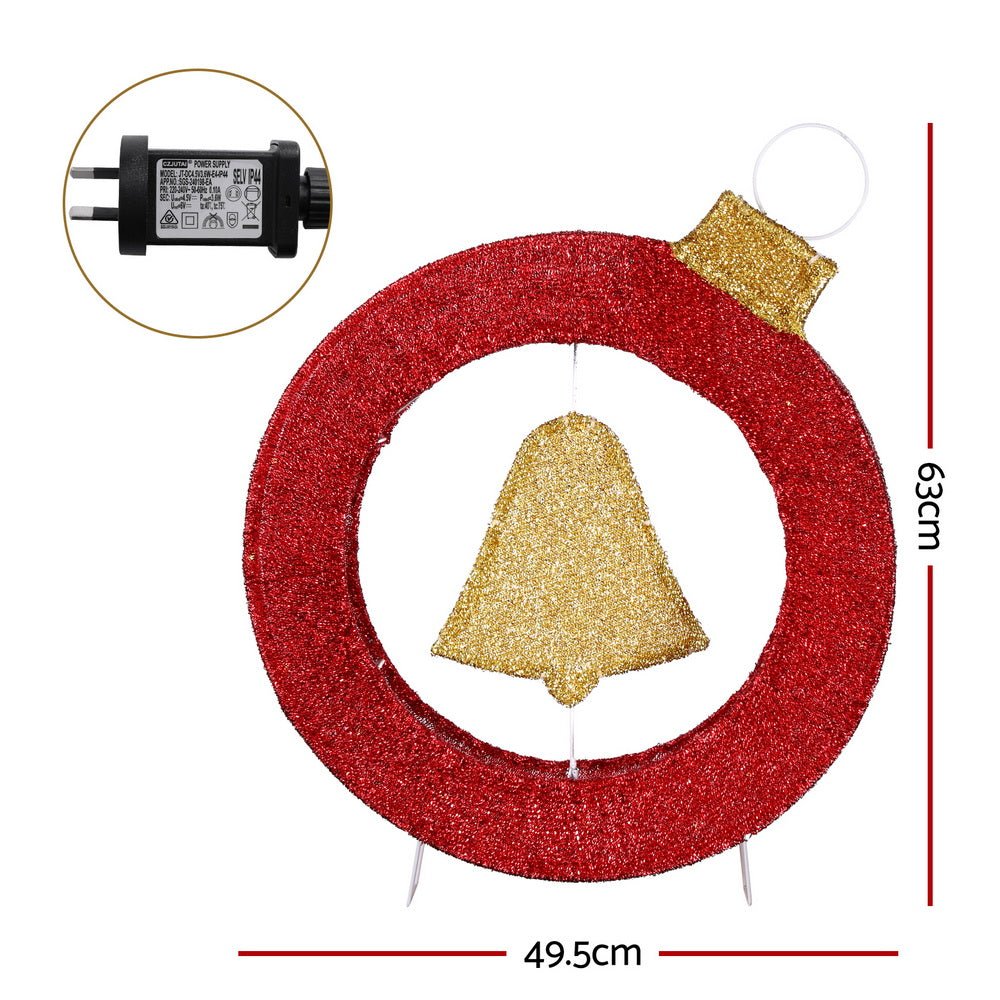 Christmas Lights 60cm Motif 30 LED Bell Wreath Xmas Decorations - Occasions > Christmas > Outdoor Decorations & Lights - Rivercity House & Home Co. (ABN 18 642 972 209) - Affordable Modern Furniture Australia
