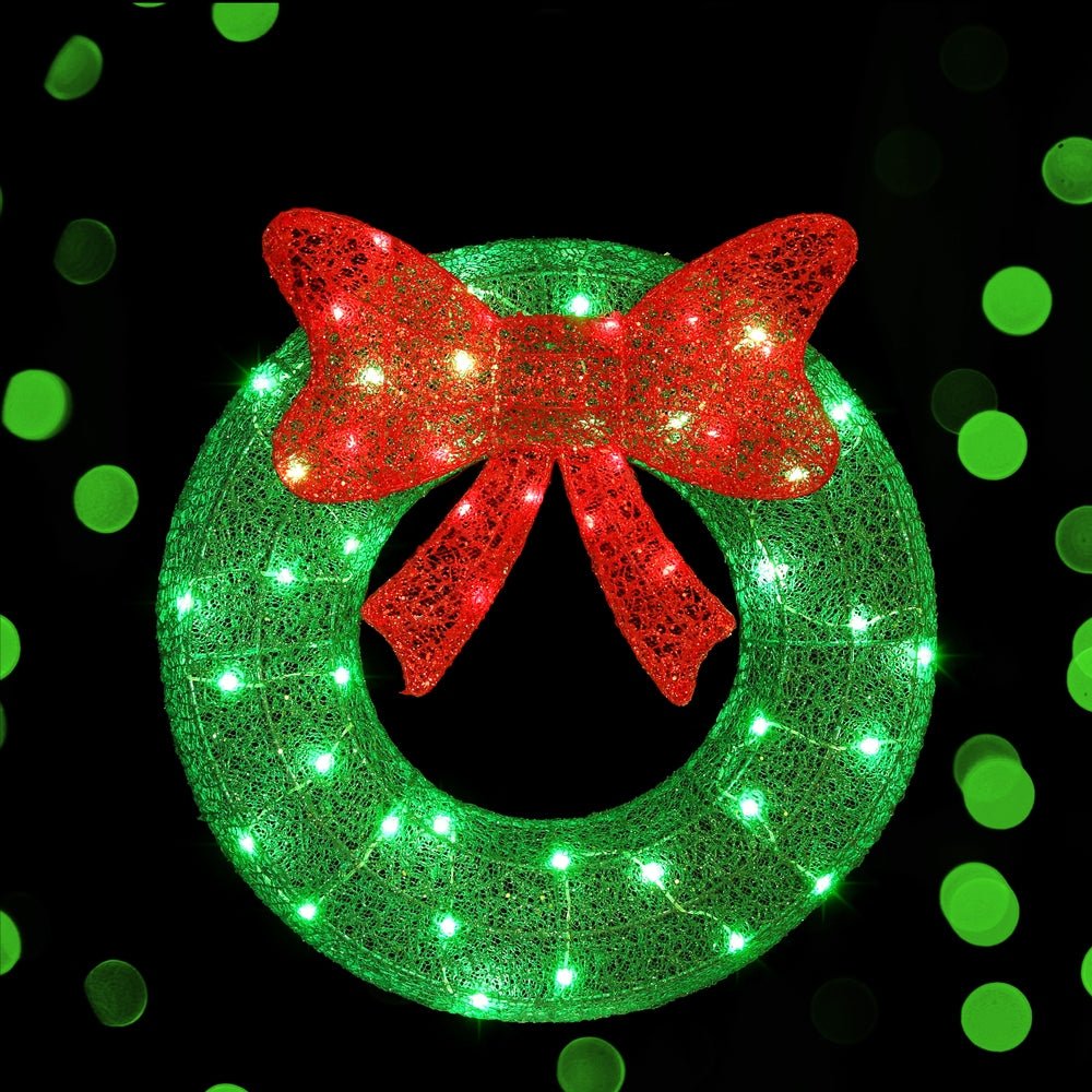 Christmas Lights 60cm Motif 50 LED Solar Wreath Xmas Decorations - Occasions > Christmas > Outdoor Decorations & Lights - Rivercity House & Home Co. (ABN 18 642 972 209) - Affordable Modern Furniture Australia