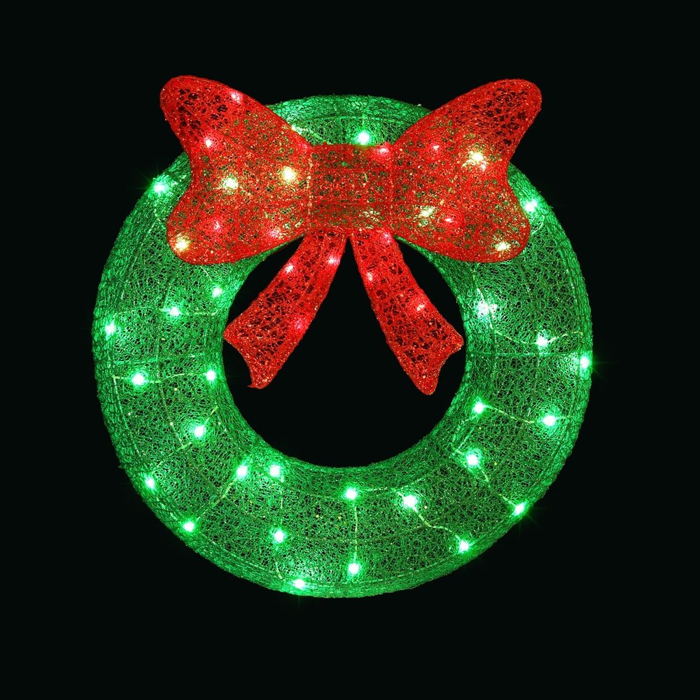 Christmas Lights 60cm Motif 50 LED Solar Wreath Xmas Decorations - Occasions > Christmas > Outdoor Decorations & Lights - Rivercity House & Home Co. (ABN 18 642 972 209) - Affordable Modern Furniture Australia