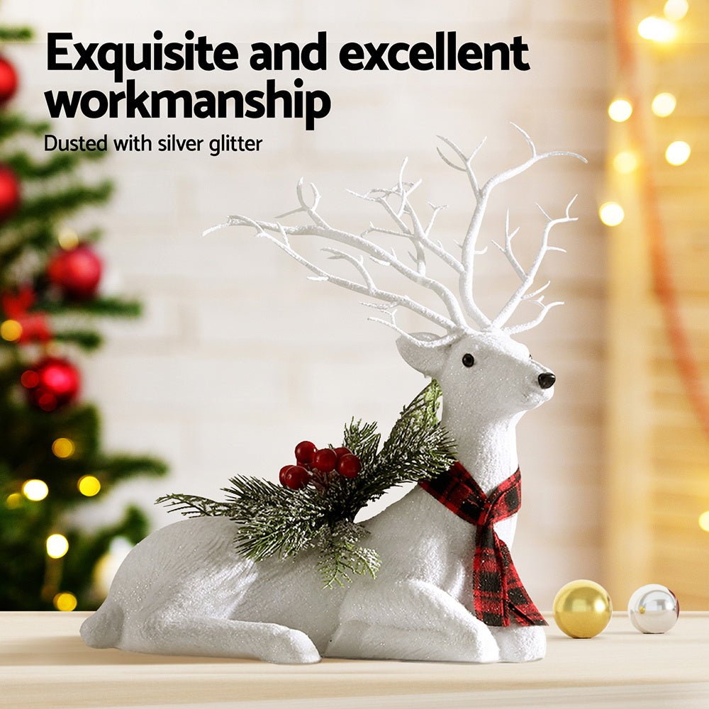 Christmas Reindeer 32cm Glitter Deer Ornaments Party Decorations - Occasions > Christmas > Christmas Decorations - Rivercity House & Home Co. (ABN 18 642 972 209) - Affordable Modern Furniture Australia