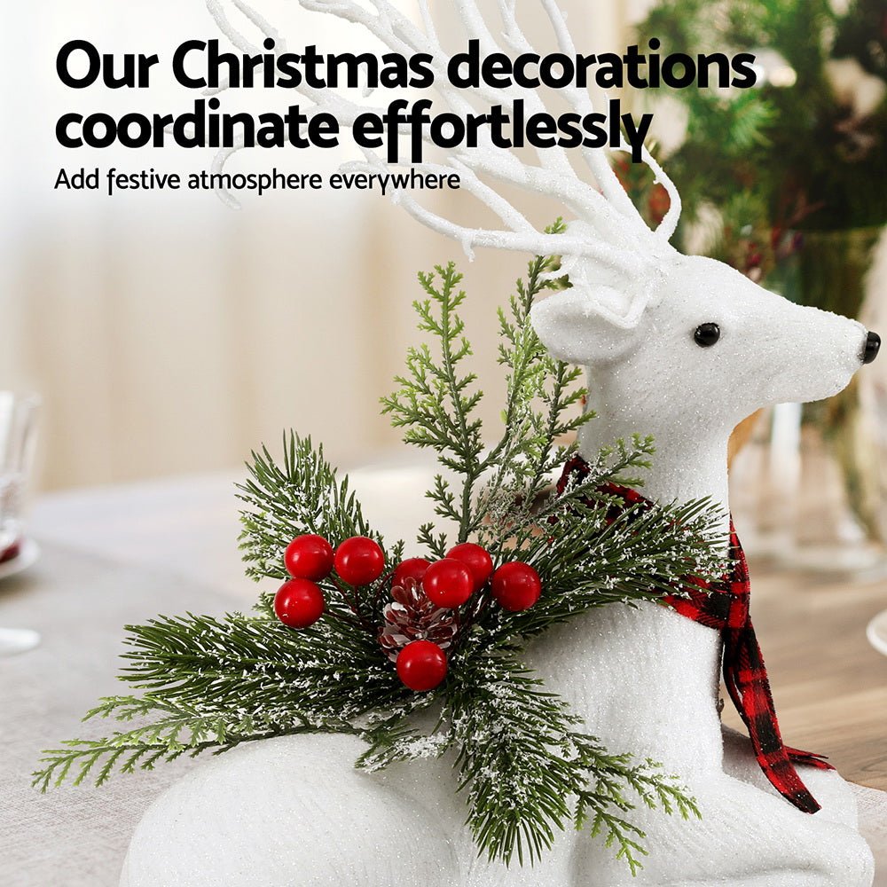 Christmas Reindeer 32cm Glitter Deer Ornaments Party Decorations - Occasions > Christmas > Christmas Decorations - Rivercity House & Home Co. (ABN 18 642 972 209) - Affordable Modern Furniture Australia