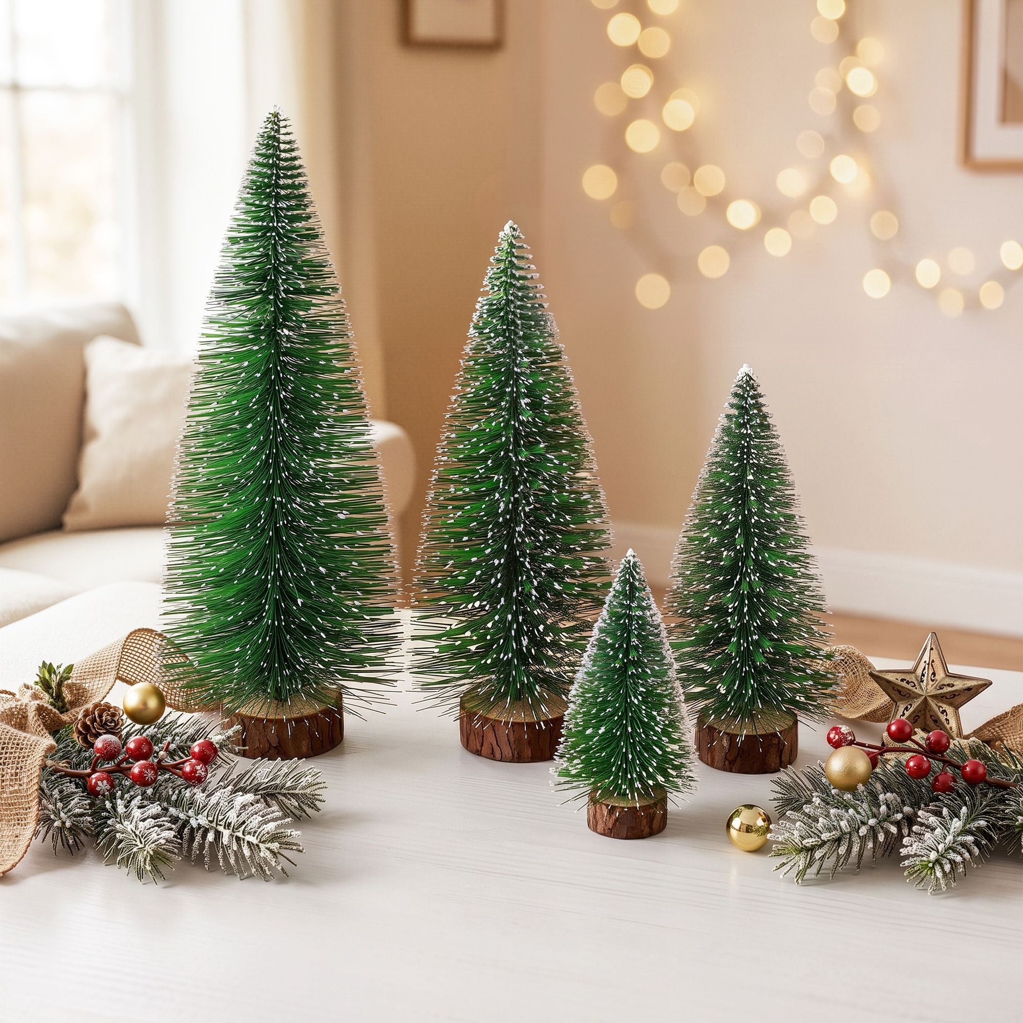 Christmas Table Decoration 4Pcs Mini Tree Set Frosted Party Decor - Occasions > Christmas > Christmas Trees - Rivercity House & Home Co. (ABN 18 642 972 209) - Affordable Modern Furniture Australia