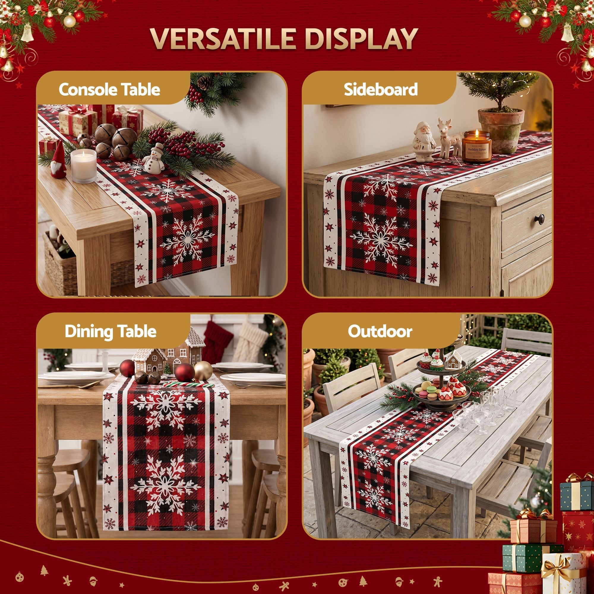 Christmas Table Runner Snowflake 190x32CM Dining Party Decor Linen - Occasions > Christmas > Christmas Decorations - Rivercity House & Home Co. (ABN 18 642 972 209) - Affordable Modern Furniture Australia