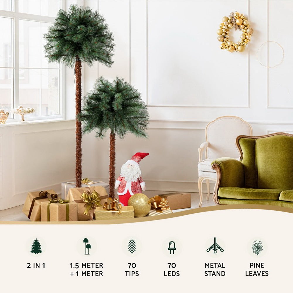 Christmas Tree 1.5+1m LED Xmas Palm Tree Party Decorations 2 in 1 - Occasions > Christmas > Christmas Trees - Rivercity House & Home Co. (ABN 18 642 972 209) - Affordable Modern Furniture Australia