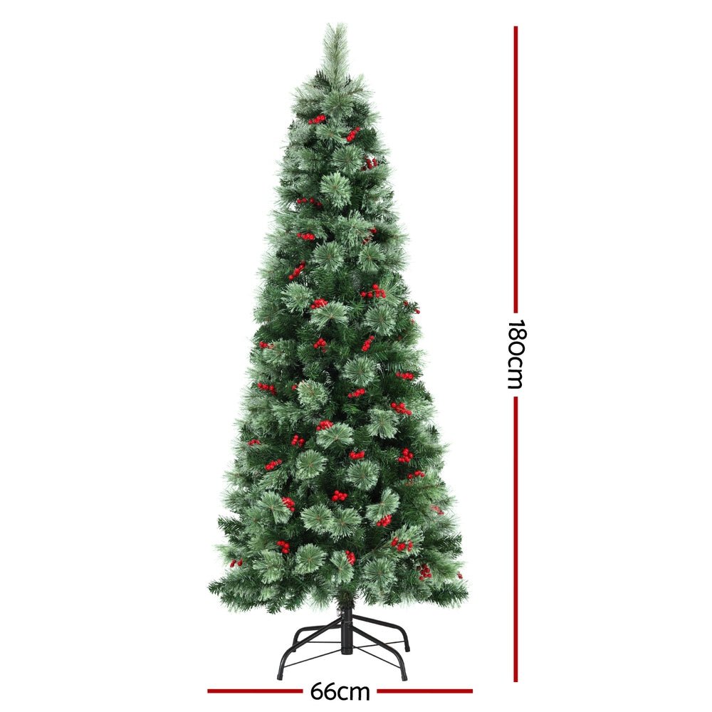 Christmas Tree 1.8M LED Xmas Tree Party Decorations Red Barries - Occasions > Christmas > Christmas Trees - Rivercity House & Home Co. (ABN 18 642 972 209) - Affordable Modern Furniture Australia