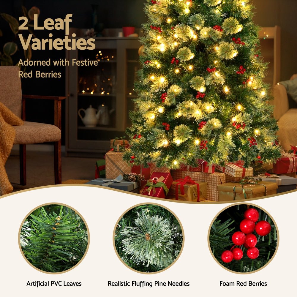 Christmas Tree 1.8M LED Xmas Tree Party Decorations Red Barries - Occasions > Christmas > Christmas Trees - Rivercity House & Home Co. (ABN 18 642 972 209) - Affordable Modern Furniture Australia