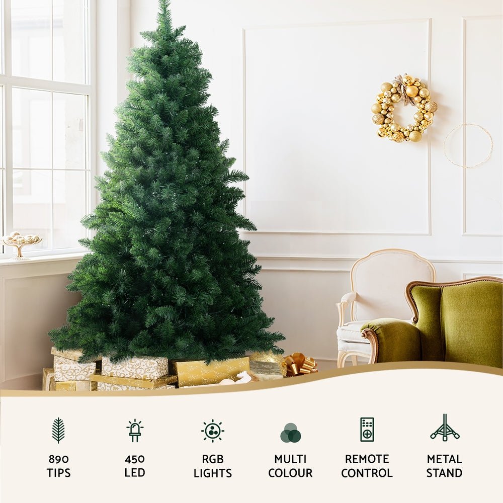 Christmas Tree 1.8m RGB Remote LED Tree Party Decoration 890 Tips - Occasions > Christmas > Christmas Trees - Rivercity House & Home Co. (ABN 18 642 972 209) - Affordable Modern Furniture Australia