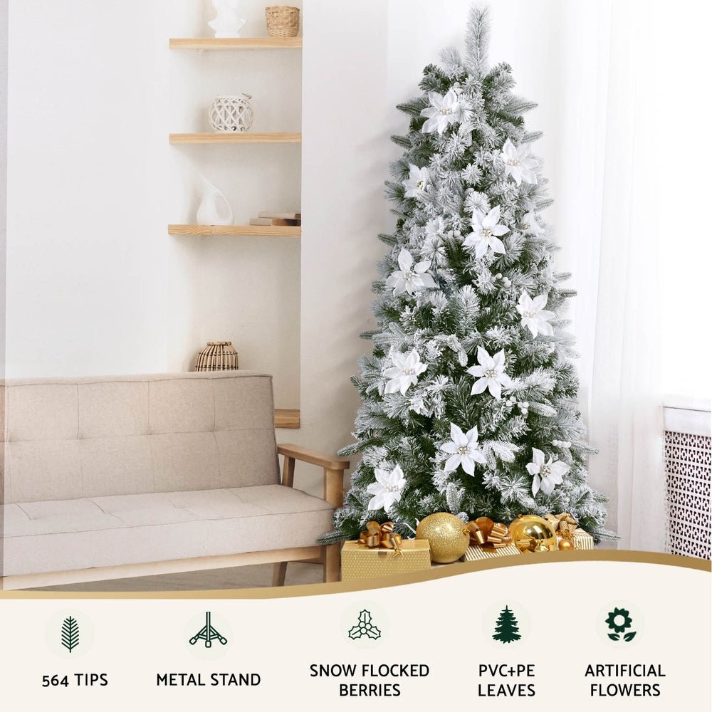 Christmas Tree 1.8m Xmas Tree Snow Flocked Flowers Decor 564 Tips - Occasions > Christmas > Christmas Trees - Rivercity House & Home Co. (ABN 18 642 972 209) - Affordable Modern Furniture Australia