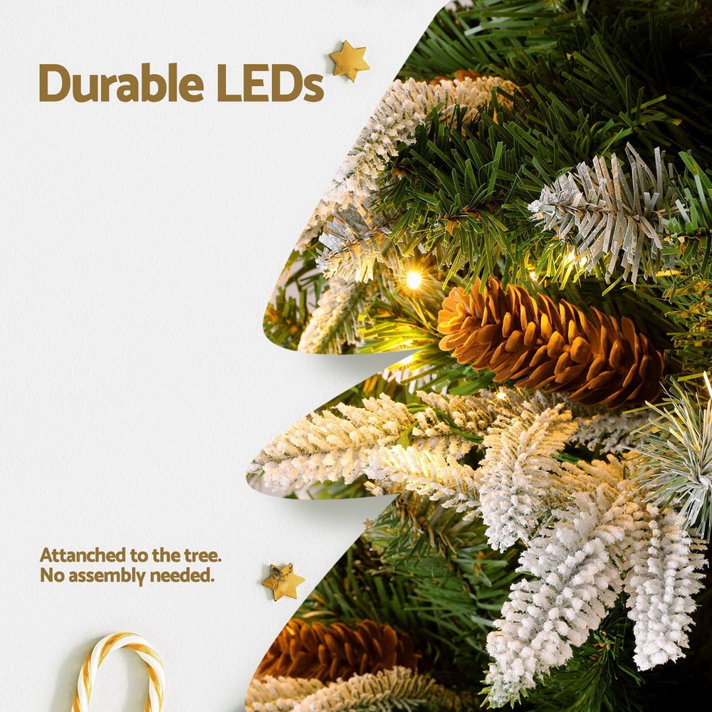 Christmas Tree 190cm Pine Cones LED Flocking Xmas Tree 680 Tips - Occasions > Christmas > Christmas Trees - Rivercity House & Home Co. (ABN 18 642 972 209) - Affordable Modern Furniture Australia