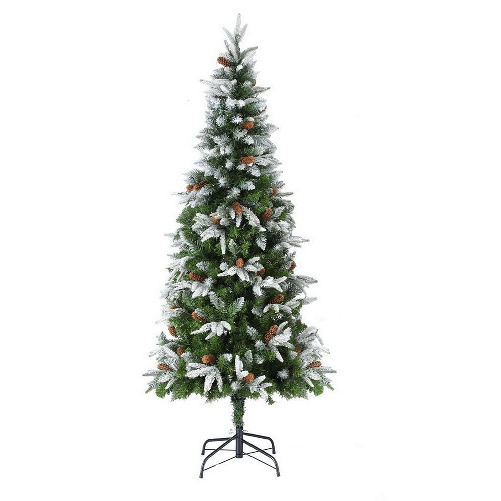 Christmas Tree 190cm Pine Cones LED Flocking Xmas Tree 680 Tips - Occasions > Christmas > Christmas Trees - Rivercity House & Home Co. (ABN 18 642 972 209) - Affordable Modern Furniture Australia