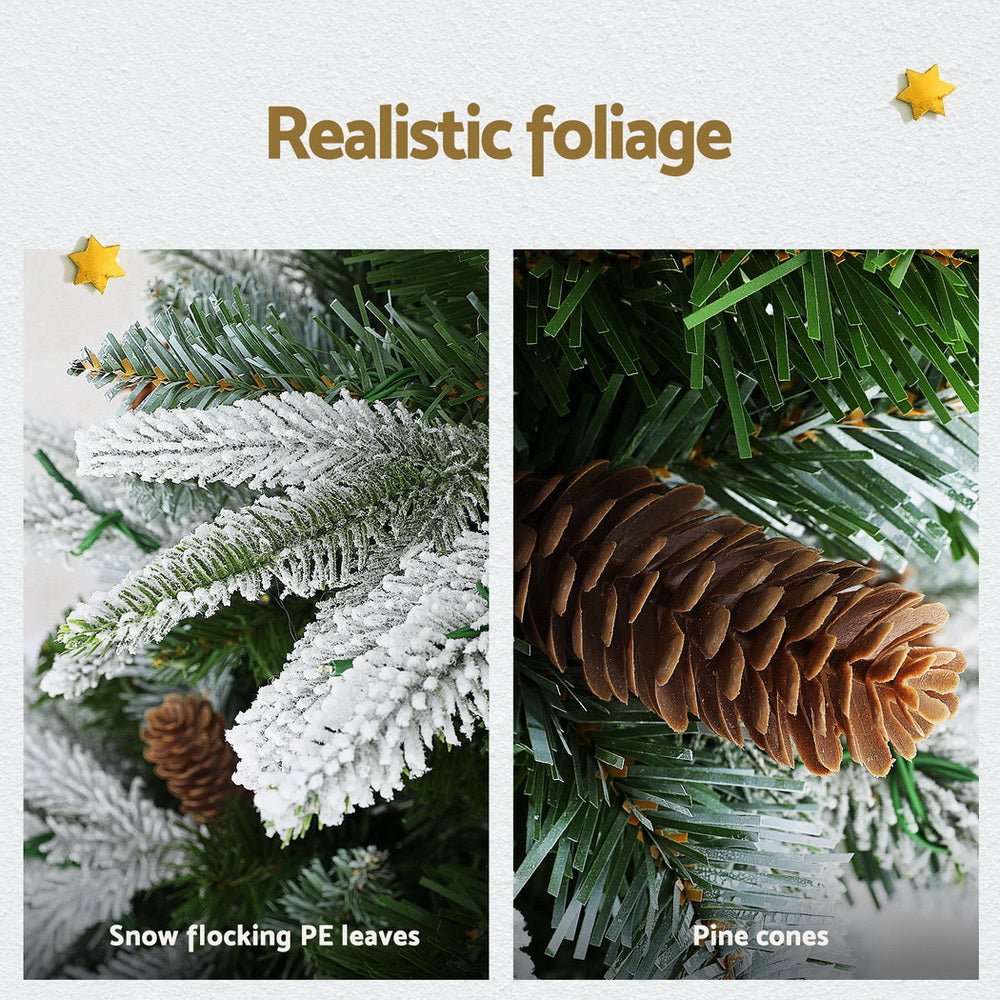 Christmas Tree 190cm Pine Cones LED Flocking Xmas Tree 680 Tips - Occasions > Christmas > Christmas Trees - Rivercity House & Home Co. (ABN 18 642 972 209) - Affordable Modern Furniture Australia