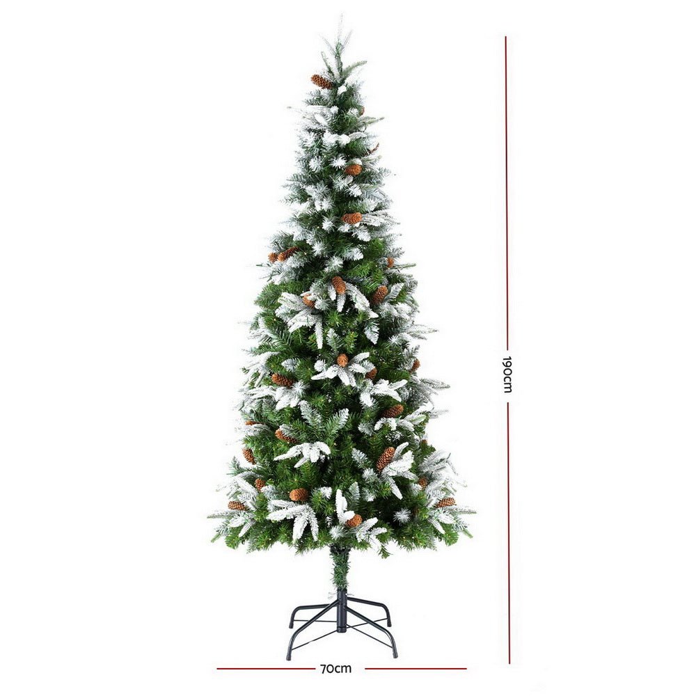 Christmas Tree 190cm Pine Cones LED Flocking Xmas Tree 680 Tips - Occasions > Christmas > Christmas Trees - Rivercity House & Home Co. (ABN 18 642 972 209) - Affordable Modern Furniture Australia