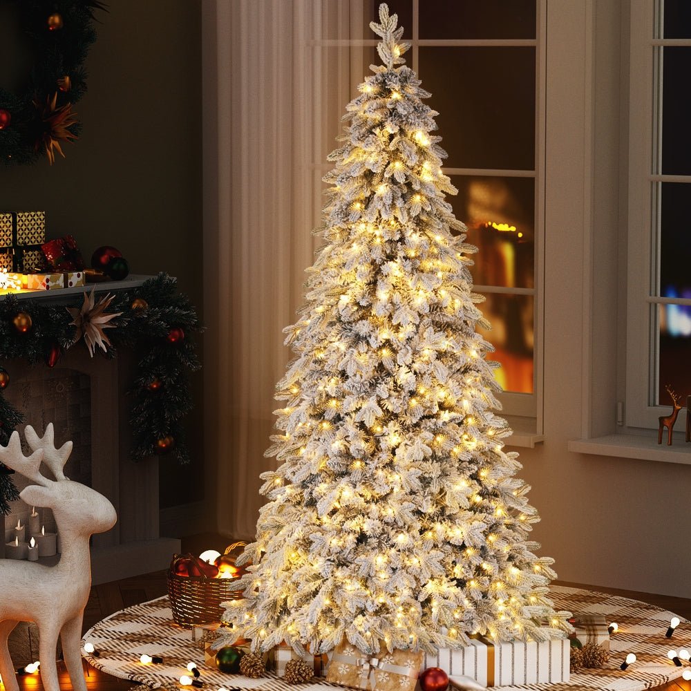 Christmas Tree 2.1m Flocking Pencil Tree LED Xmas 860 Tips White - Occasions > Christmas > Christmas Trees - Rivercity House & Home Co. (ABN 18 642 972 209) - Affordable Modern Furniture Australia
