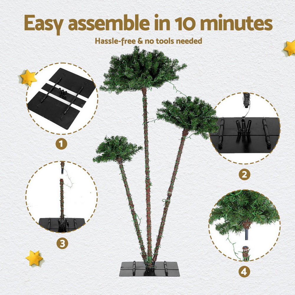 Christmas Tree 3 - in - 1 LED Xmas Palm Tree Party Decor 1.2/1.5/1.8M - Occasions > Christmas > Christmas Trees - Rivercity House & Home Co. (ABN 18 642 972 209) - Affordable Modern Furniture Australia