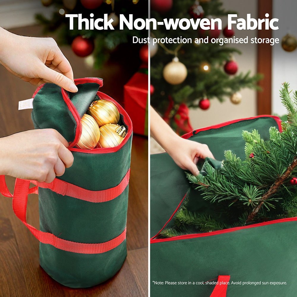Christmas Tree and Baubles Storage Bag Set with Handles and Zipper - Green - Home & Garden > Storage > Clothing & Wardrobe Storage - Rivercity House & Home Co. (ABN 18 642 972 209) - Affordable Modern Furniture Australia