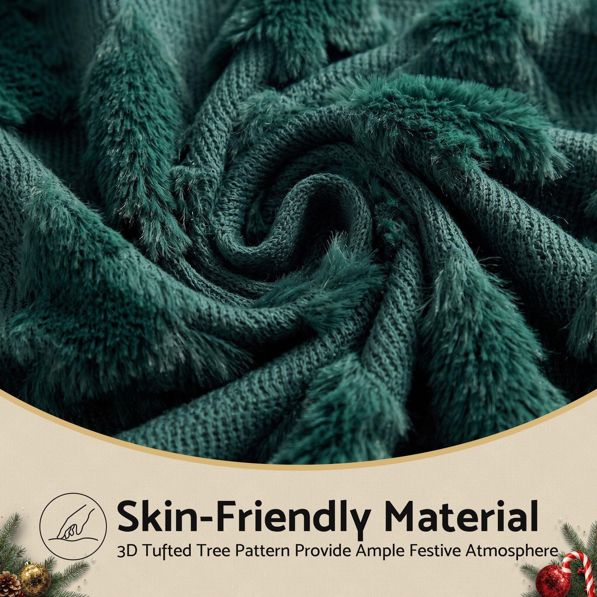 Christmas Tree Pillow Covers 2 Packs Cushion Covers Soft Faux Fur Jacquard Throw Pillow Covers 45 x 45cm Green - Home & Garden > Decor > Cushions & Throws - Rivercity House & Home Co. (ABN 18 642 972 209) - Affordable Modern Furniture Australia