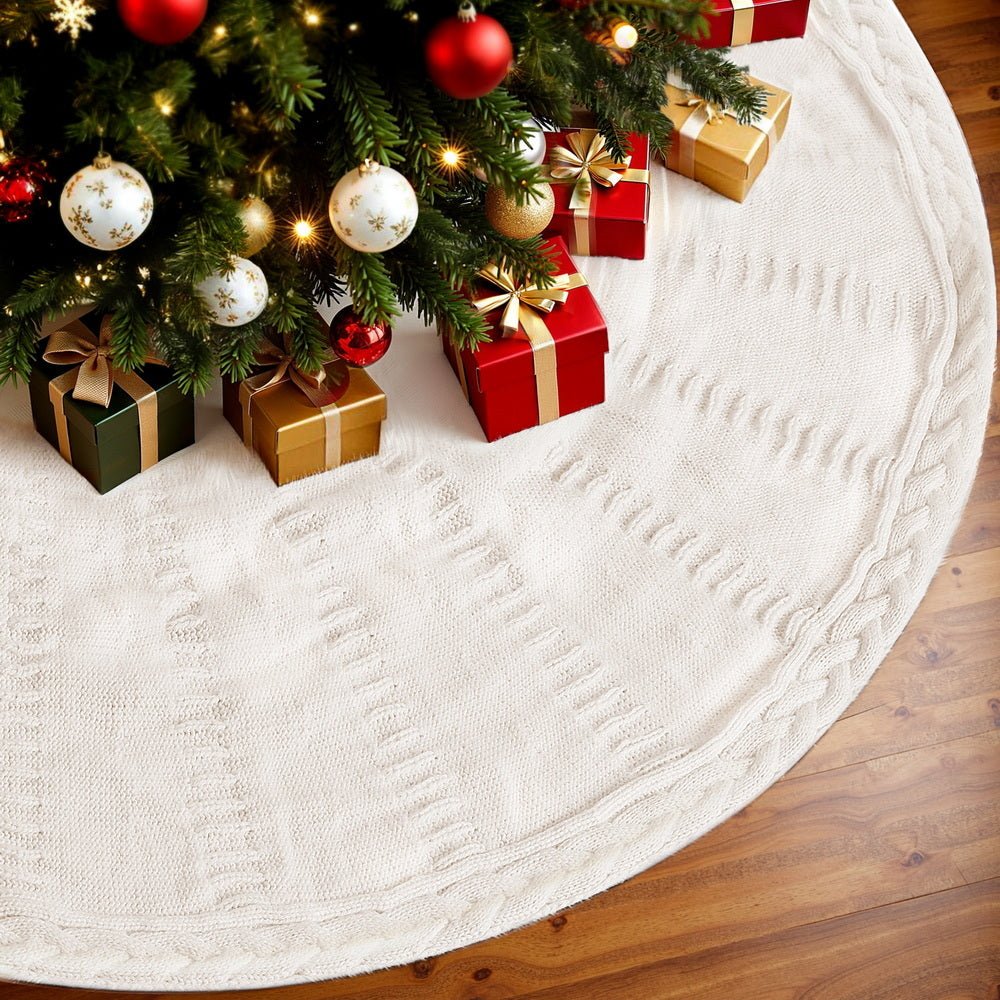 Christmas Tree Skirt 120cm Knitted Xmas Tree Ornaments Decor Beige - Occasions > Christmas > Christmas Decorations - Rivercity House & Home Co. (ABN 18 642 972 209) - Affordable Modern Furniture Australia