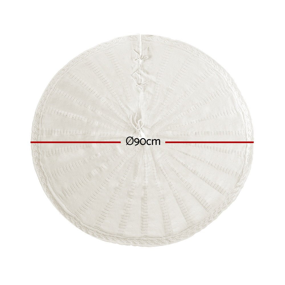 Christmas Tree Skirt 90cm Knitted Fabric Xmas Ornament Decor Beige - Occasions > Christmas > Christmas Decorations - Rivercity House & Home Co. (ABN 18 642 972 209) - Affordable Modern Furniture Australia