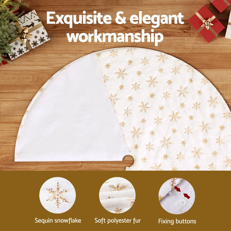 Christmas Tree Skirt 90cm Snowflake Ornaments Xmas Decorations - Occasions > Christmas > Christmas Decorations - Rivercity House & Home Co. (ABN 18 642 972 209) - Affordable Modern Furniture Australia