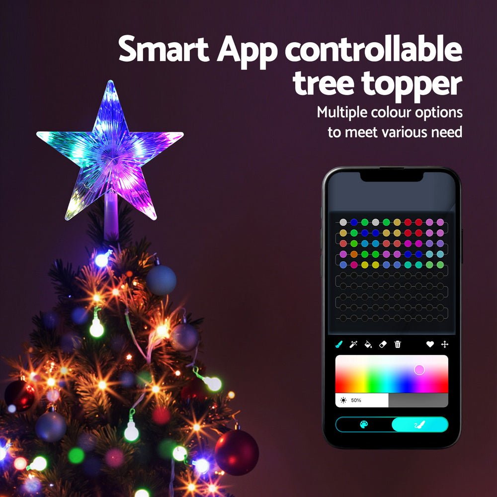 Christmas Tree Topper Star RGB LED Xmas Decor 80 Modes APP Control - Occasions > Christmas > Christmas Decorations - Rivercity House & Home Co. (ABN 18 642 972 209) - Affordable Modern Furniture Australia