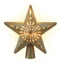 Christmas Tree Topper Star with Snowflake Projector and Glitter - Gold