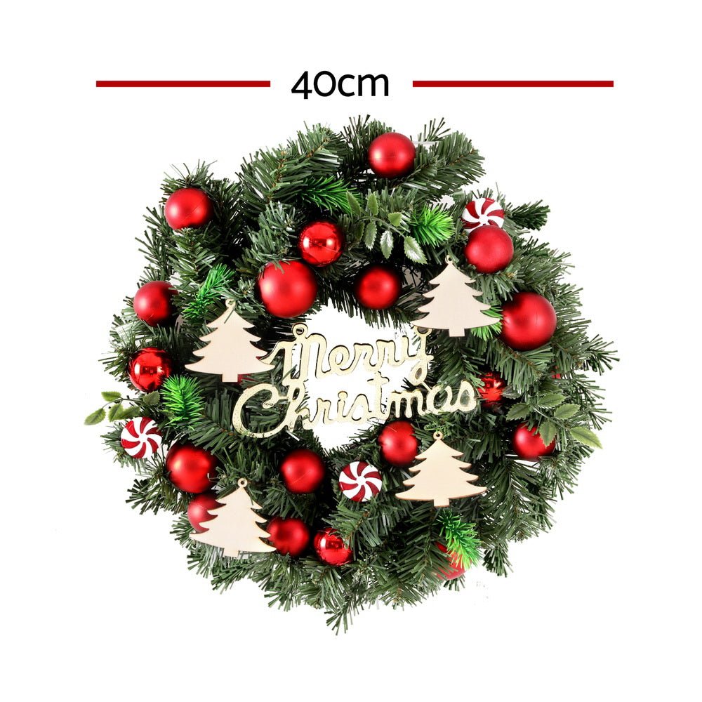 Christmas Wreath 40CM Xmas Garland Baubles Ornaments Party Decor - Occasions > Christmas > Christmas Wreaths & Garlands - Rivercity House & Home Co. (ABN 18 642 972 209) - Affordable Modern Furniture Australia