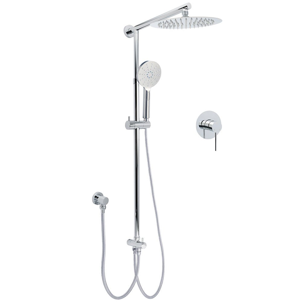 Chrome 10" Round Rain Handheld Daul Shower Head Arm Sliding Rail Wall Mounted Mixer - Furniture > Bathroom > Shower Heads & Screens - Rivercity House & Home Co. (ABN 18 642 972 209) - Affordable Modern Furniture Australia