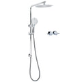 Chrome 250mm Round Rain Shower Head with Handheld, Sliding Rail, Diverter Arm & Twin Taps Set - Chrome
