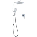 9" Chrome Plastic Rainfall Handheld Shower Head 3 Modes with Rose Slide Rail Diverter Mixer Set - Chrome