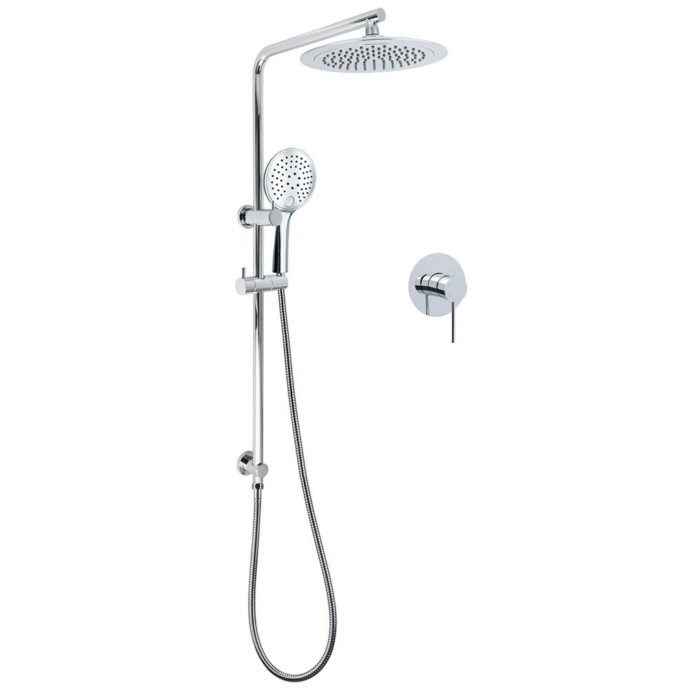 Chrome 9" Plastic Rain Shower Head 3 Modes Handheld Rose Slide Rail Diverter Mixer Set - Furniture > Bathroom > Shower Heads & Screens - Rivercity House & Home Co. (ABN 18 642 972 209) - Affordable Modern Furniture Australia