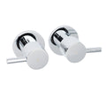 Chrome Brass 1/4 Turn Round Hot Cold Wall Tap Pair for Bathroom Shower Vanity - Chrome