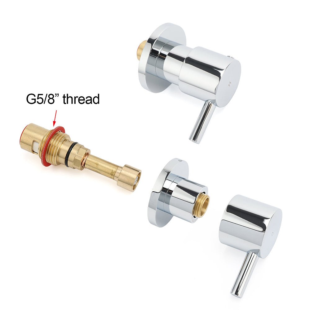 Chrome Brass 1/4 Turn Round Hot Cold Tap Pair Wall Set For Bathroom Shower Vanity Spout - Furniture > Bathroom > Shower Heads & Screens - Rivercity House & Home Co. (ABN 18 642 972 209) - Affordable Modern Furniture Australia