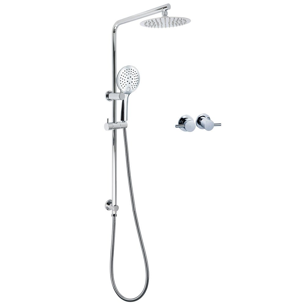 Chrome Double Square 8" Shower Head Set 3 Function Handheld Rail Diverter Arm + Taps - Furniture > Bathroom > Shower Heads & Screens - Rivercity House & Home Co. (ABN 18 642 972 209) - Affordable Modern Furniture Australia