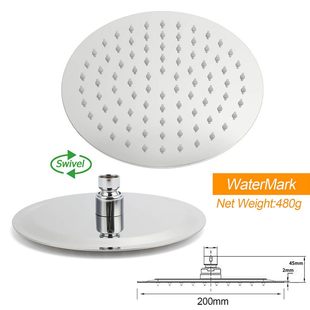 Chrome Double Square 8" Shower Head Set 3 Function Handheld Rail Diverter Arm + Taps - Furniture > Bathroom > Shower Heads & Screens - Rivercity House & Home Co. (ABN 18 642 972 209) - Affordable Modern Furniture Australia