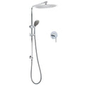 12" Chrome Dual Shower Rain Head with 5-Mode Handheld, Sliding Rail, Diverter & Single Mixer - Chrome